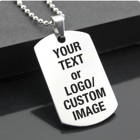 Glossy Stainless Steel Military Name Tag